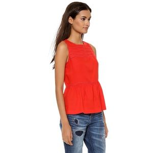 Madewell Silk Peplum Veranda Top in Red